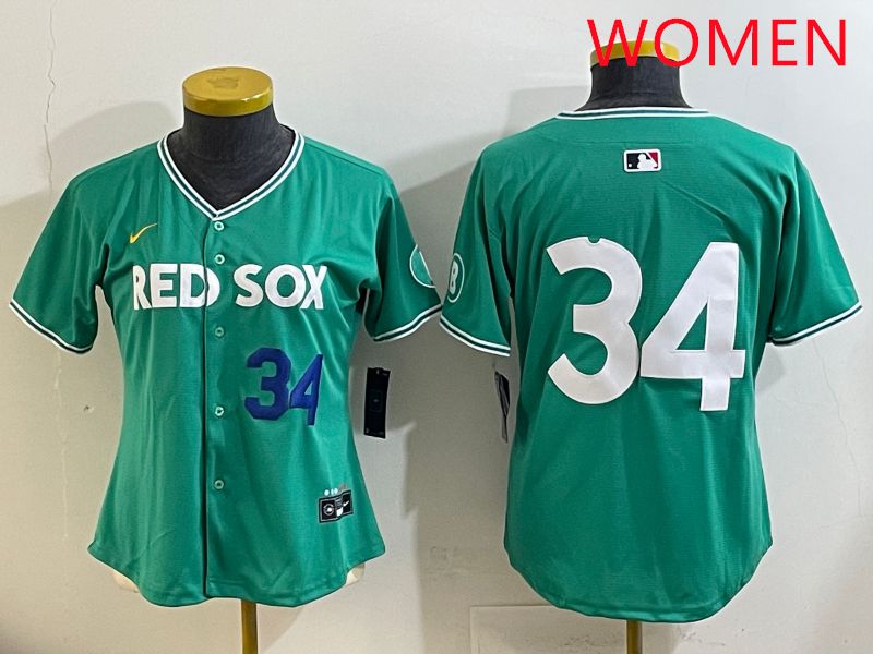 Women Boston Red Sox #34 No Name Green Joint Name Nike 2025 MLB Jersey style 4